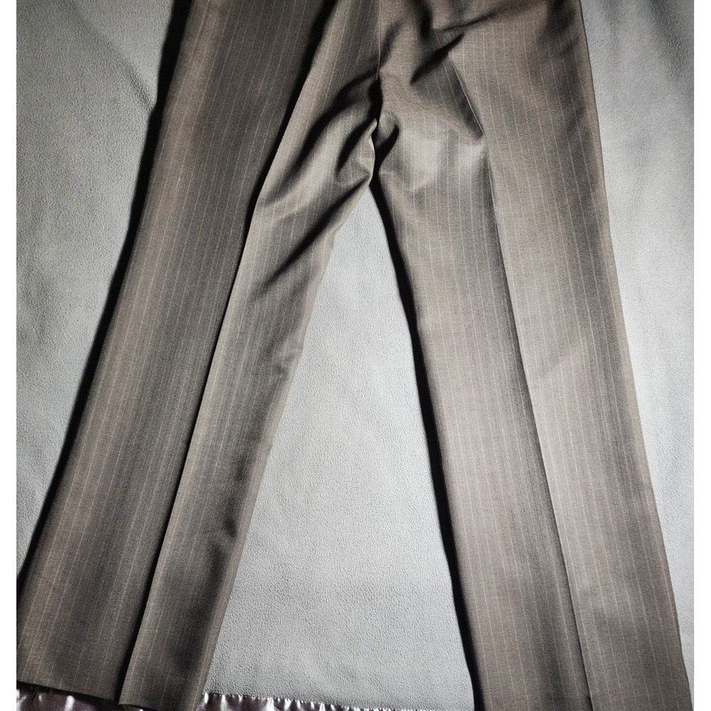 Kasper Pants Womens Size 10 Brown Striped Chino Casual Ankle Buttons Zip - Picture 15 of 16